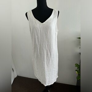 CYNTHIA ROWLEY WHITE 100% LINEN SHIFT DRESS- Size 10